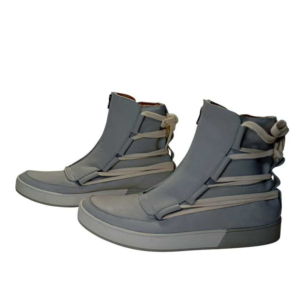 MCND Shoes High-Top Sneakers Zipper Detail & Lace-Up Back In Light Gray SZ 9 US